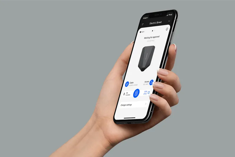 Easee app on a phone showing charging status