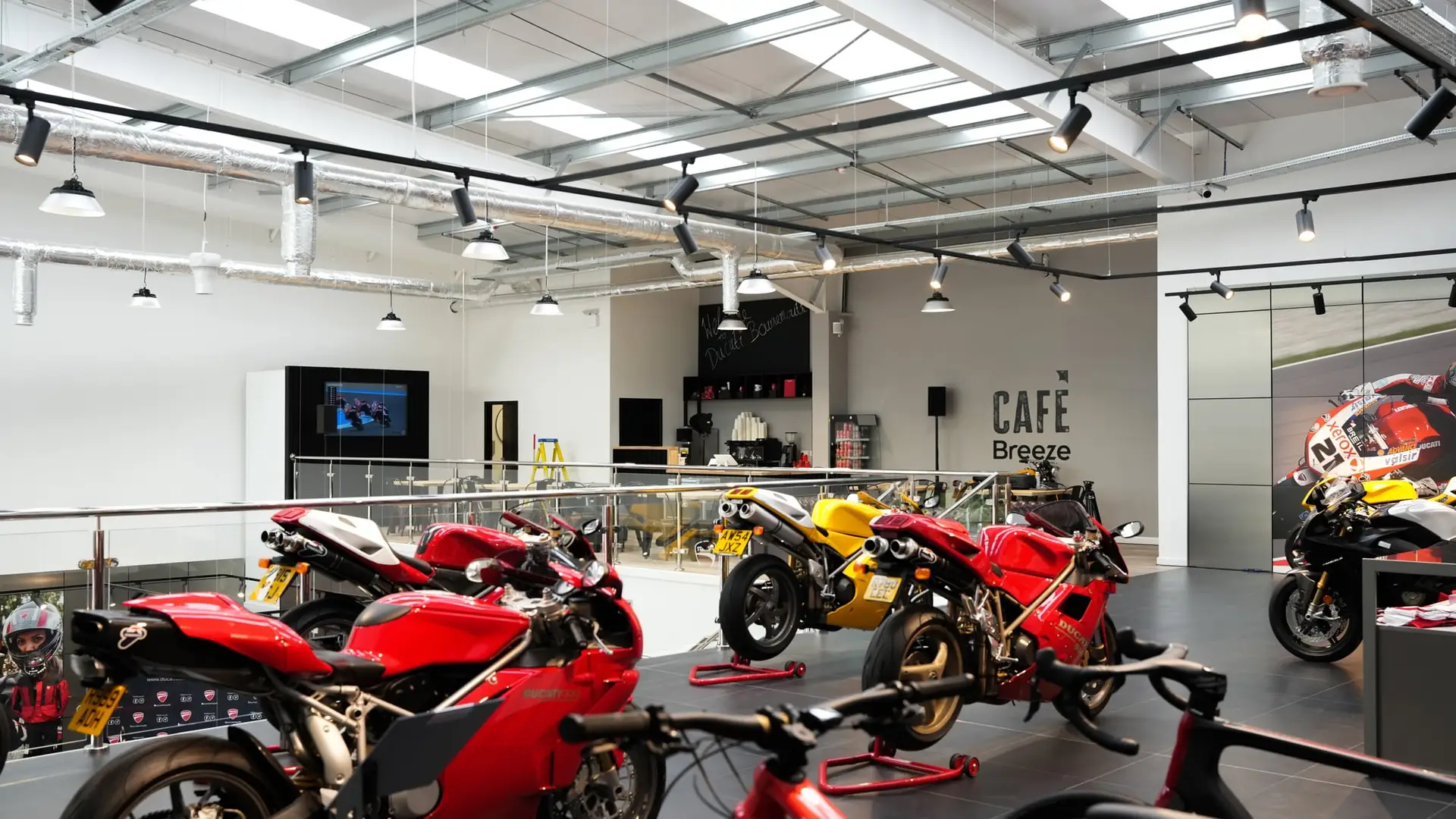 Ducati Bournemouth showroom lit by its new track lighting