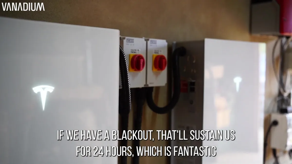 Three white Tesla Powerwall 3 battery units installed on a wall in a utility space.