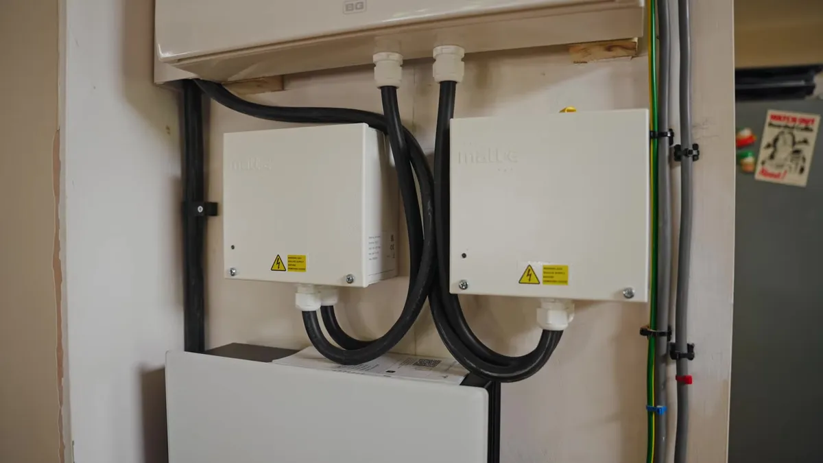 Electrical inverters for the solar system on a wall.